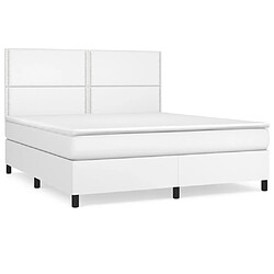 vidaXL Sommier à lattes de lit avec matelas Blanc 180x200cm Similicuir