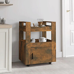 Maison Chic Desserte de cuisine | Chariot de cuisine | Meuble de rangement roulant Chêne fumé 60x45x80 cm Bois d'ingénierie -GKD76179