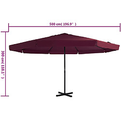 vidaXL Parasol d'extérieur avec mât en aluminium 500 cm rouge bordeaux pas cher