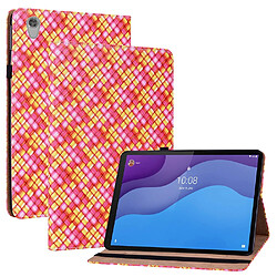 Etui en PU texture tissée multicolore avec support rose pour votre Lenovo Tab M10 HD Gen 2 TB-X306X/TB-X306F