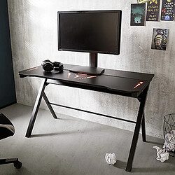 Pegane Bureau d'ordinateur / table de jeu en métal coloris noir + LED - Longueur 120 x Hauteur 73 x Profondeur 60 cm