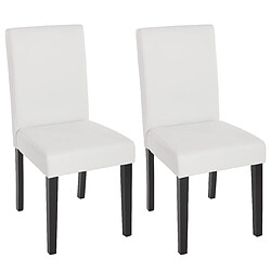 Decoshop26 Lot de 2 chaises de salle à manger synthétique blanc mat pieds foncés CDS04037 