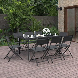 Maison Chic Salon de jardin de salle à manger 9 pcs,Table et Chaises d'extérieur,Mobilier de jardin Acier -MN49330