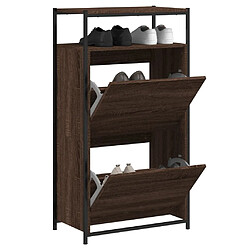 Maison Chic Armoire à chaussures | Meuble de rangement à chaussures Meuble d'Entrée chêne marron 60x34x112cm bois d'ingénierie -MN47684