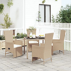 vidaXL Ensemble à manger de jardin avec coussins 5pcs Beige poly rotin