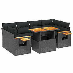 Maison Chic Ensemble Tables et chaises d'extérieur 7pcs avec coussins,Salon de jardin noir résine tressée -GKD708158