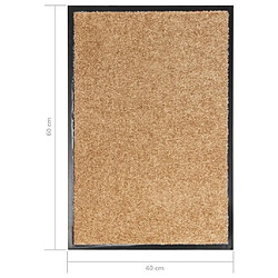 vidaXL Paillasson lavable Crème 40x60 cm pas cher