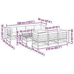 vidaXL Salon de jardin 8 pcs avec coussins bois de pin massif pas cher