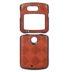 Coque en TPU + PU texture la grille marron pour votre Motorola Razr 5G