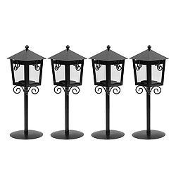 4 Pièces Bougeoir De Table En Métal Style Rétro Chandelier Noir Pièce Maîtresse