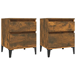 Maison Chic Lot de 2 Tables de chevet - Tables de Nuit Chêne fumé 40x35x50 cm