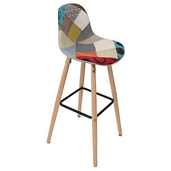 The Home Deco Factory Tabouret de bar scandinave patchwork Riga - H. 92 cm - Beige