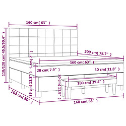 vidaXL Sommier à lattes de lit avec matelas Rose 160x200 cm Velours pas cher