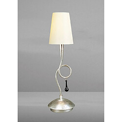 Luminaire Center Lampe de Table Paola 1 Ampoule E14, argent peint avec Abat jour crème & noir Gla