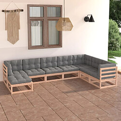 Maison Chic Salon de jardin 8 pcs + coussins - Mobilier/Meubles de jardin - Table et chaises d'extérieur Bois de pin massif -MN32448