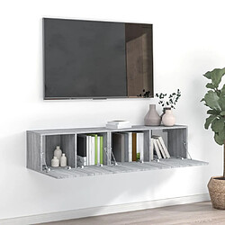 Maison Chic Ensemble de meubles TV 2 pcs | Banc TV Moderne pour salon | Meuble de Rangement - Sonoma gris Bois d'ingénierie -MN97884