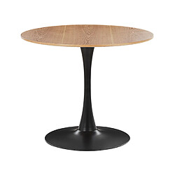 Beliani Table à manger ronde d 90 cm bois clair / support noir BOCA