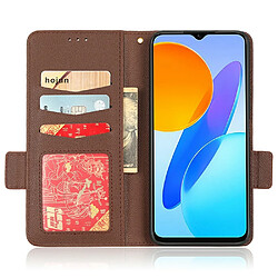 Etui en PU texture litchi, fermoir magnétique double, anti-chocs avec support pour votre Honor X8 5G - marron