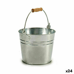 Ibergarden Cache-pot Seau Argenté Bois Zinc 22,5 x 27 x 22 cm (24 Unités)