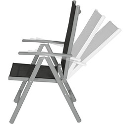 Helloshop26 Lot de 2 chaises de jardin pliantes noir/gris 2208271