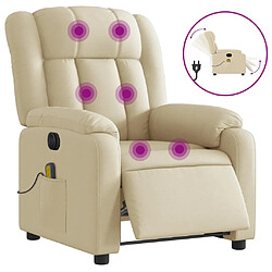 vidaXL Fauteuil inclinable de massage électrique crème tissu