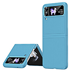 Coque en TPU + PU anti-chute, avec cadre de lentille de galvanoplastie pour votre Samsung Galaxy Z Flip3 5G/Z Flip4 5G - cyan