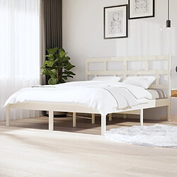 Maison Chic Lit adulte - Lit simple Cadre de lit,Structure du lit Contemporain Blanc Bois de pin massif 160x200 cm -MN47785