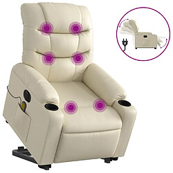 vidaXL Fauteuil inclinable de massage électrique crème similicuir