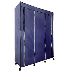 Avis Dressing en tissu avec portes zippées et roulettes Nyana Home 170x125x45cm 6 trous, 3 portes, 2 armoires Bleu