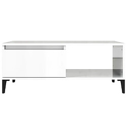 Maison Chic Table basse,Table Console Table d'appoint, Table pour salon Blanc brillant 90x50x36,5 cm Bois d'ingénierie -MN73666 pas cher