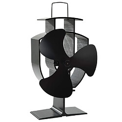 vidaXL Ventilateur de poêle alimenté par chaleur 3 pales Noir