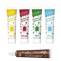 Scrapcooking Kit de colorants alimentaires en gel + 1 Stylo chocolat