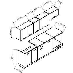 Pegane Cuisine complète MILA 8 éléments couleur sonoma avec plan de travail inclus - Longueur 240 cm