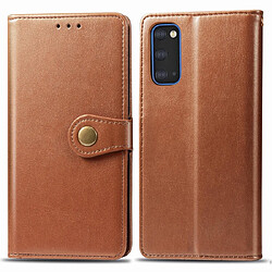 Wewoo Housse Coque Pour Galaxy S11e Boucle en cuir de couleur unie rétro de protection téléphone portable avec cadre photo et fente carte et portefeuille et fonction de support marron