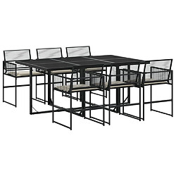 vidaXL Ensemble à manger de jardin coussins 7 pcs noir résine tressée