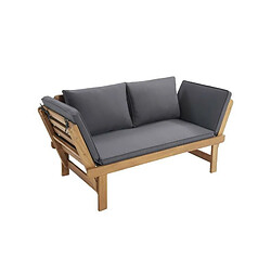 Banquette de jardin en bois dacacia FSC - 2 places - KAYDA - Avec coussins