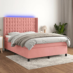 vidaXL Sommier à lattes de lit matelas et LED Rose 140x200 cm Velours