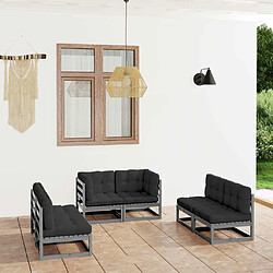 Maison Chic Salon de jardin 6 pcs + coussins - Mobilier/Meubles de jardin - Table et chaises d'extérieur Bois de pin massif -MN94444