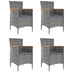 vidaXL Chaises à manger de jardin lot de 4 Résine tressée Gris