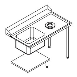 Table de Prélavage Lave-Vaisselle à Capot avec Vide-Ordures - Accrochage à Droite - L 1200 mm - Elettrobar