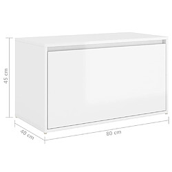 vidaXL Banc d'entrée 80x40x45 cm Blanc brillant Bois d'ingénierie pas cher