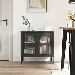 Maison Chic Commode Buffet - Meuble de rangement noir 70x35x70 cm verre et acier -GKD66714