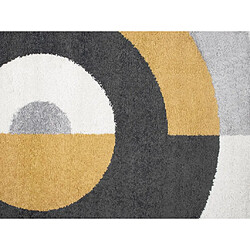 Vente-Unique Tapis rond style design motifs géométriques - D. 160 cm - Gris et ocre - ALBORG pas cher