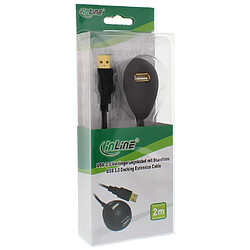 USB 2.0 Rallonge, InLine®, mâle/fem. type A, noir, avec pied, 2m