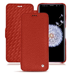 Housse cuir Samsung Galaxy S9+ - Rabat horizontal - Papaye ( Pantone #b54317 ) - NOREVE