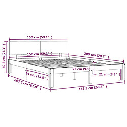 vidaXL Cadre de lit sans matelas noir 150x200 cm pas cher