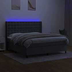 Avis Maison Chic Lit adulte- Lit + matelas + LED,Sommier à lattes de lit matelas LED Gris foncé 160x200 cm Tissu -GKD15953