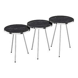 Helloshop26 Set de 3 tables gigognes rondes - Marbre Noir