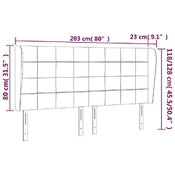vidaXL Tête de lit avec oreilles Gris foncé 203x23x118/128 cm Tissu pas cher