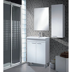 Alter Unité murale suspendue pour salle de bain avec une porte et une étagère interne, couleur blanc brillant, Mesure 30 x 85 x 25 cm pas cher